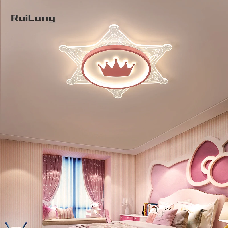 

Kids Room Ceiling Light Star Crown Chandelier Children Princess Baby Girls Bedroom Decor Pink Lustre Plafonnier Led Ceiling Lamp