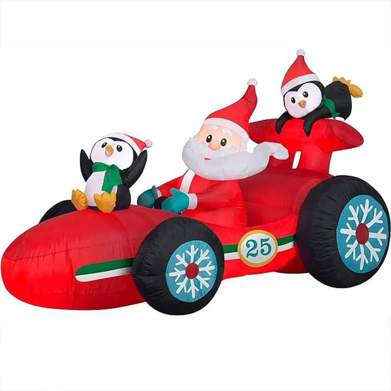 

Inflatable Santa with penguin racing ornaments, Christmas courtyard commercial street decoration