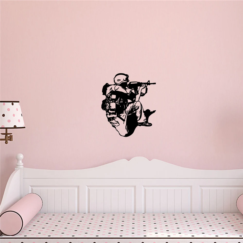 

1 pc cool squatting shooting position wallpaper diy wallsticker Home Decorations Decal For Baby's Rooms Decoration Accessories