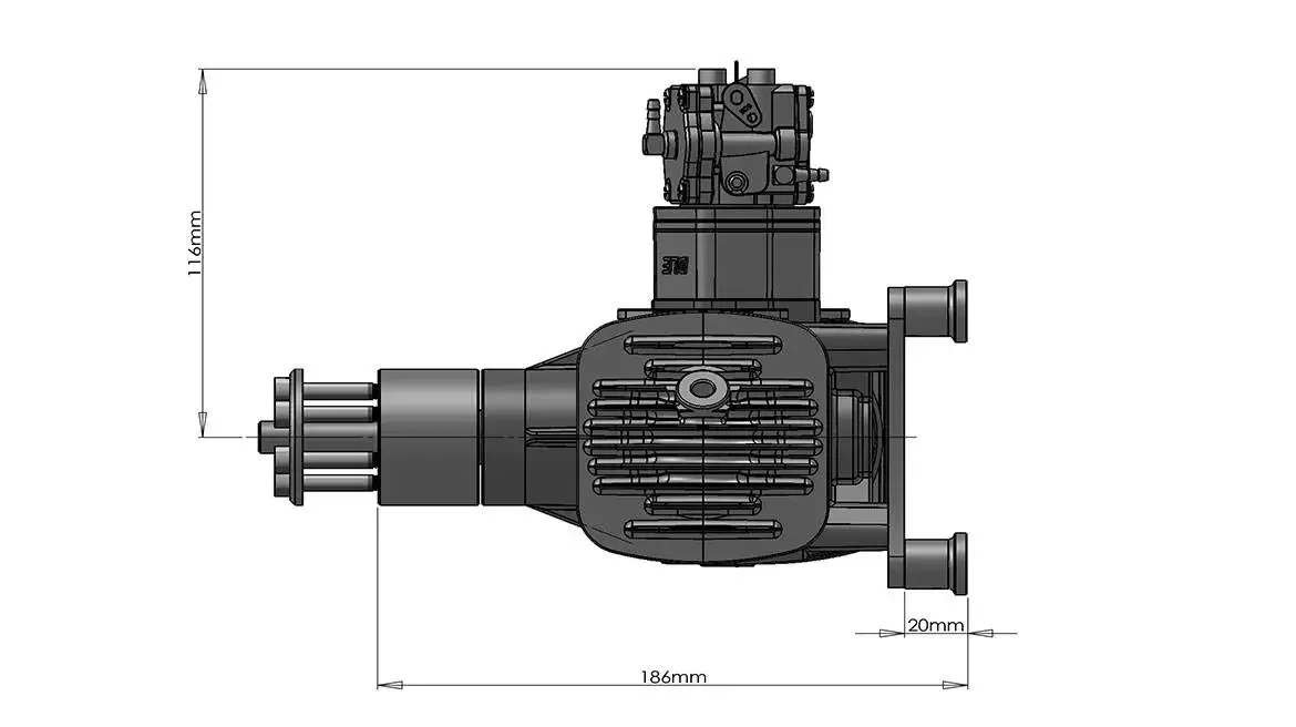 DLE120 Gasoline Engine DLE 120 Model Two-cylinder Two-stroke Side Exhaust Natural Air-cooled Hand Start 120cc Displacement DLE