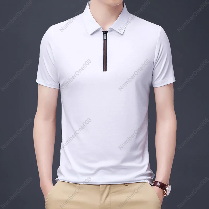 Summer New Young Men's Casual Short-sleeved T-shirt, Men's Thin Lapel Solid Color Short-sleeved T-shirt