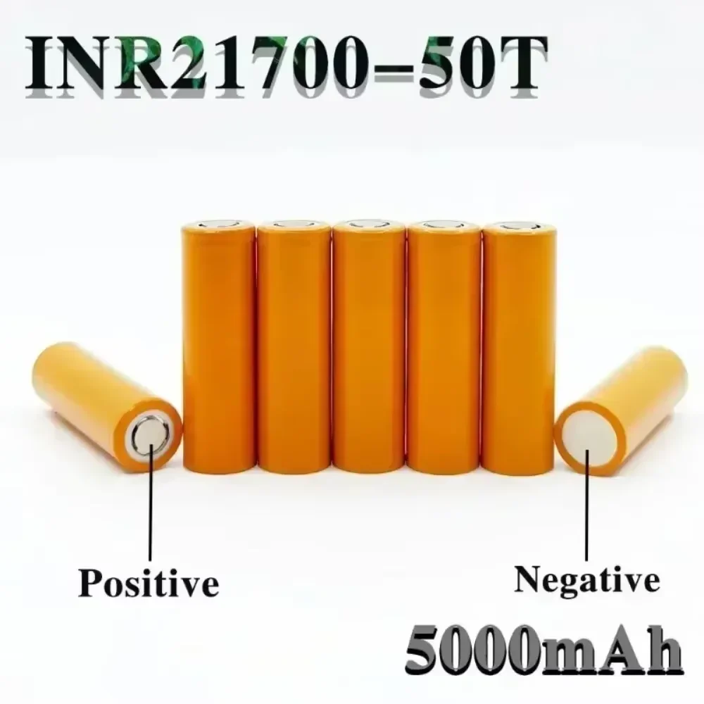 3.7V 5000mAh Rechargeable Battery INR21700-50T High Discharge Large Capacity 21700 Lithium Battery for Power Tools Flashlights