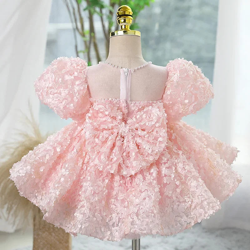 

Baby Girl Baptism Dress Princess 1st Birthday Party Wear Pink Floral Lace Toddler Girl Christening Gown Infant Tutu Baptism Gown