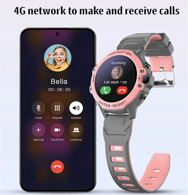 4G Childre Phone Watch SIM Card Voice Call Smart Watch GPS Positioning Video Call Student Watch Monitoring Location Tracker SOS