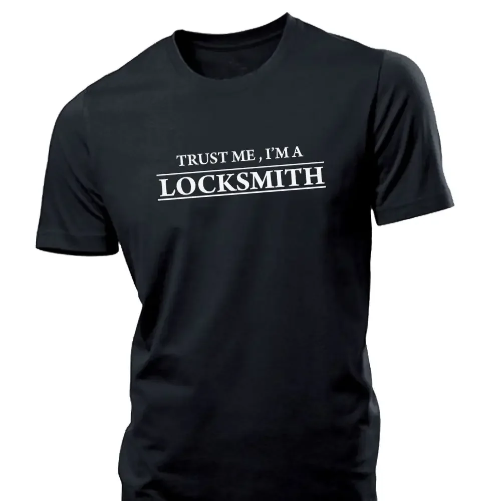 Summer T-Shirts For Men Hip Hop Street Extend Men Trust Me I'M A Lock Smith 24Hr Keys Tools Lock Homme T Shirt Digital Printing