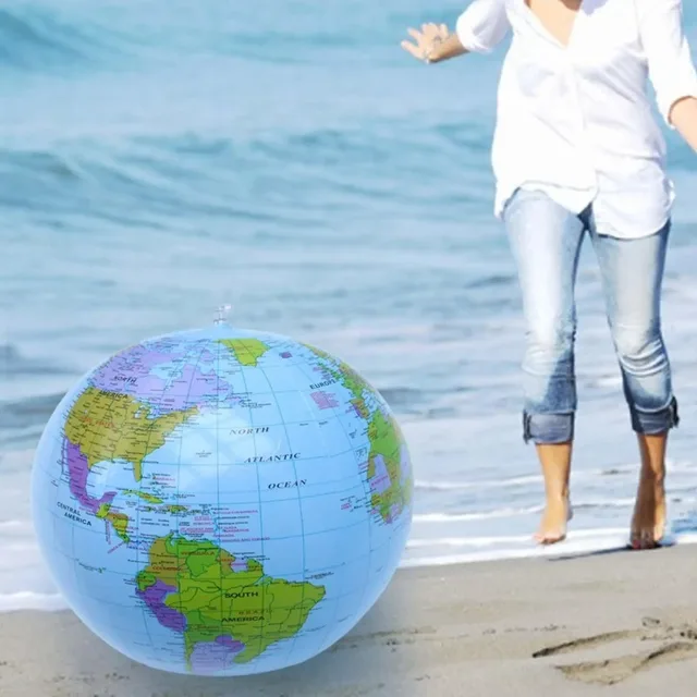 Inflatable Earth Globe Easy to Read Geography 30cm Globe Map Beach Ball for School Children Learning Playing Teacher Adult Kids 4
