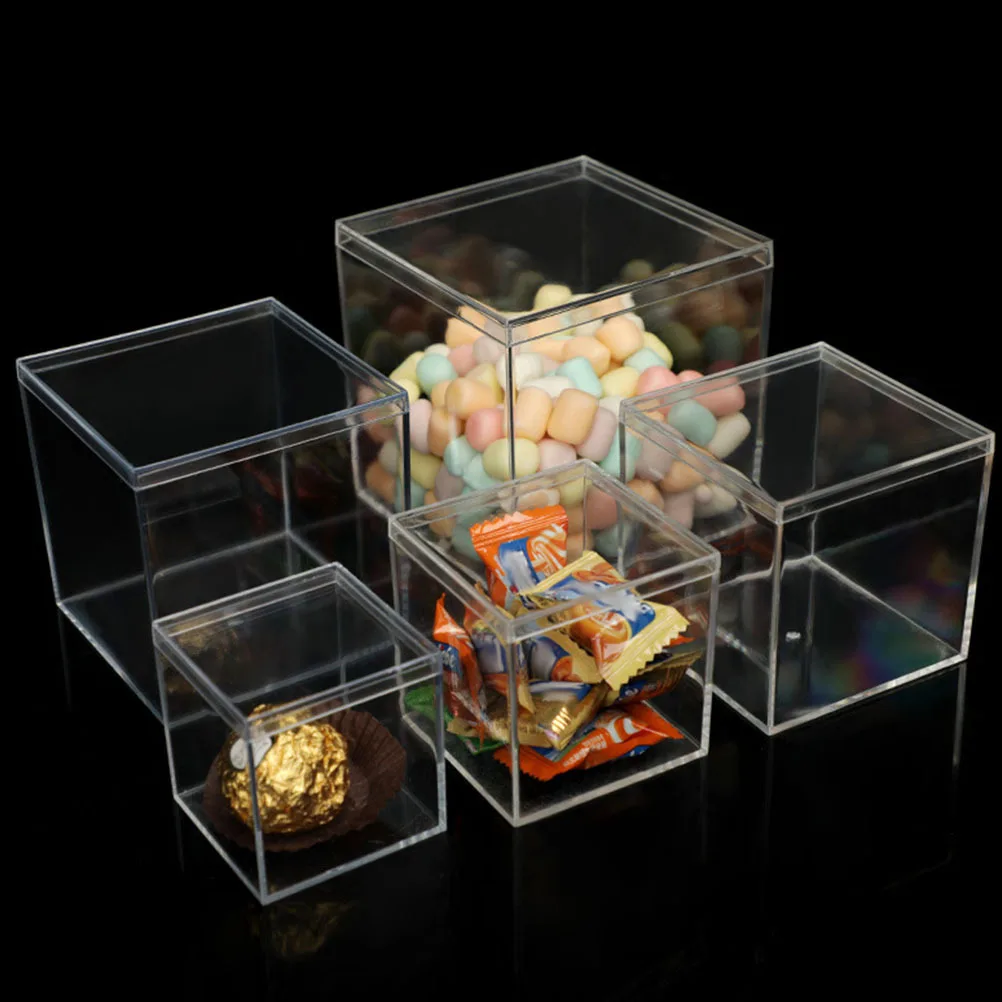 8Pcs Acrylic Candy Boxes Small Transparent Square Storage Organizer Box for Party Wedding Gift Wrapping Acrylic Candy Box