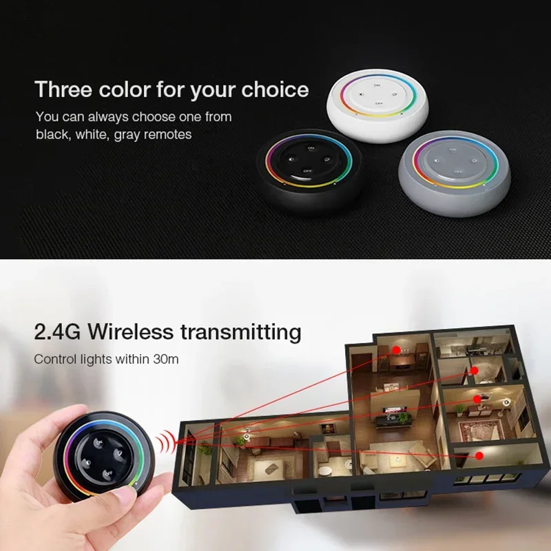 Miboxer 2.4G Round Remote Rainbow dimmer Switch 2 /3 in 1 LED Strip Light Controller DC12~24V
