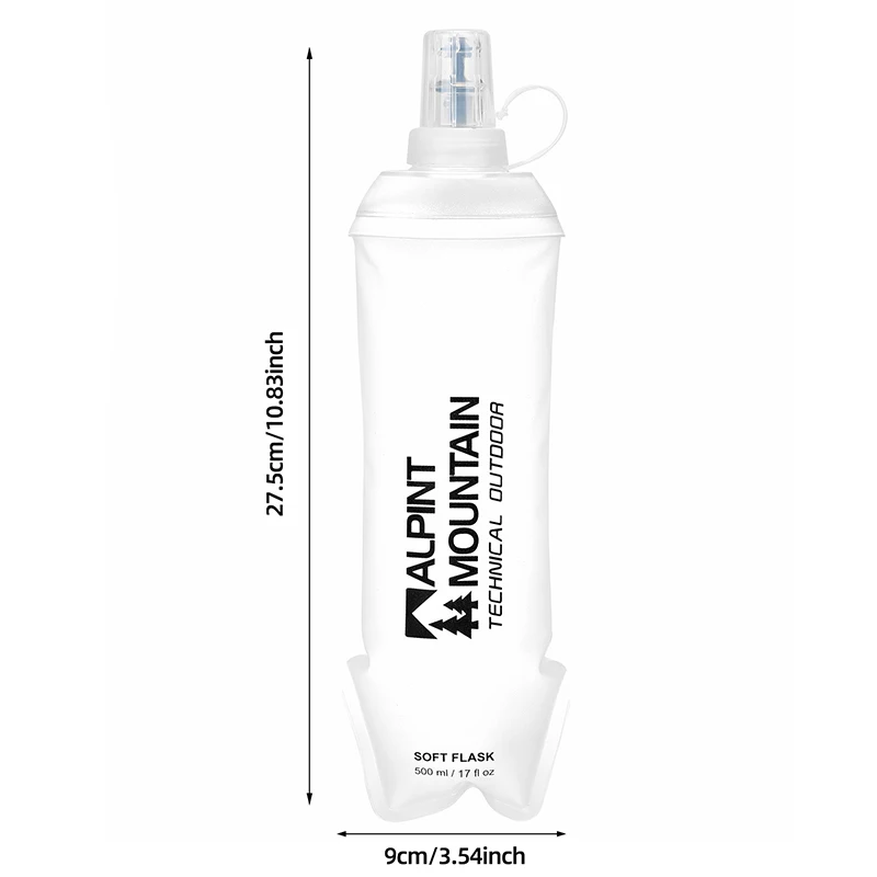 500ml Foldable Leak-Proof Soft Collapsible Water Bottle for Hydration Pack  BPA Free TPU, Lightweight Soft Flask For Running - view 2
