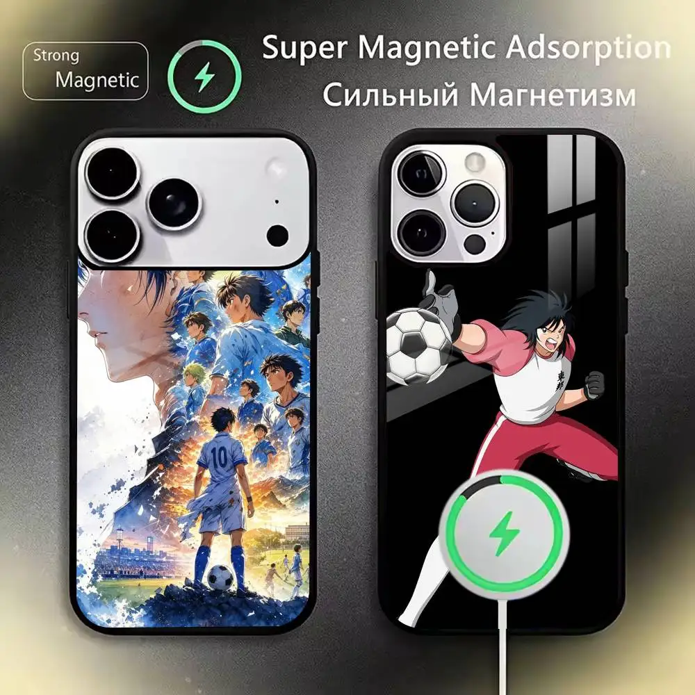 Classic anime C-Captain T-Tsubasa Phone Case For iPhone17,16,15,14,13,12,11 Plus,Pro,Max Magnetic with Wireless Charging