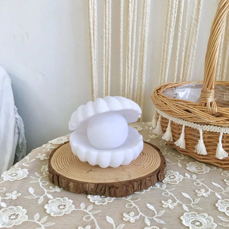 Shell Pearl LED Night Light Bedroom Bedside Table Light Atmosphere Light Streamer Mermaid Fairy Shell Gift Decoration