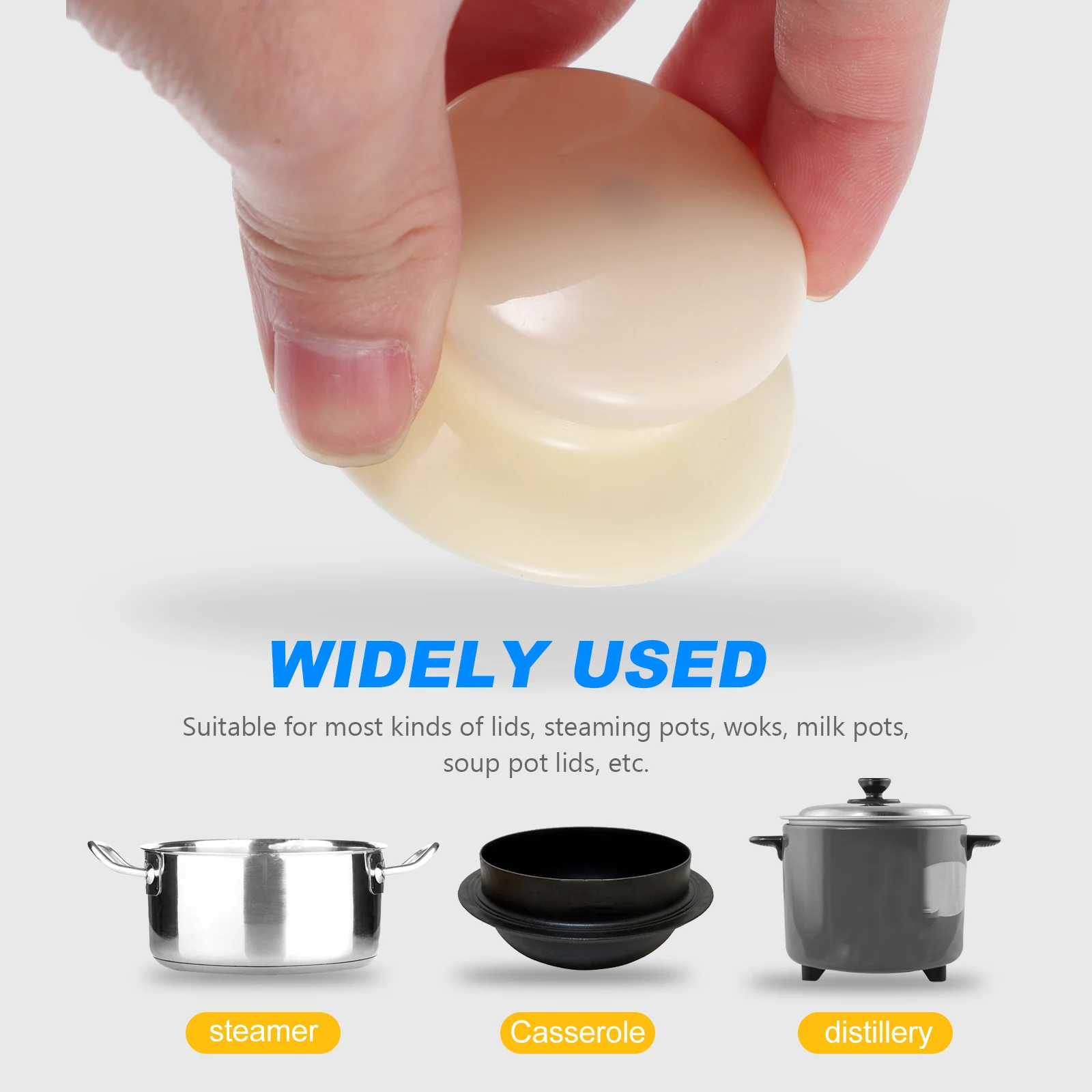 

6 Pcs Lid Handle Knob Pot Cover Saucepan Kettle Replacement Plastic White Universal Lids