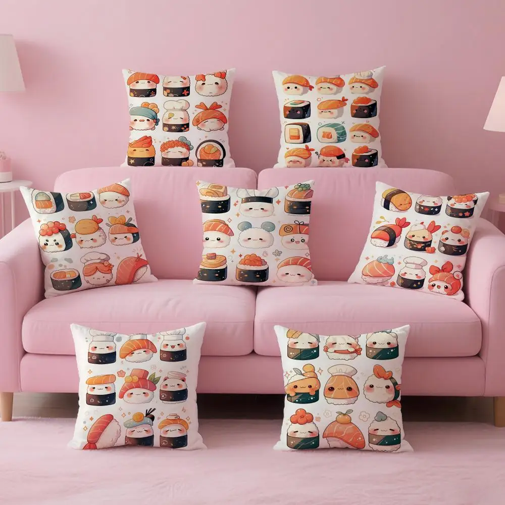Mini Japanese Food Art Cute Sushi Cushion Cover Pillow Case Soft Skin Friendly Fabric & Concealed Zipper
