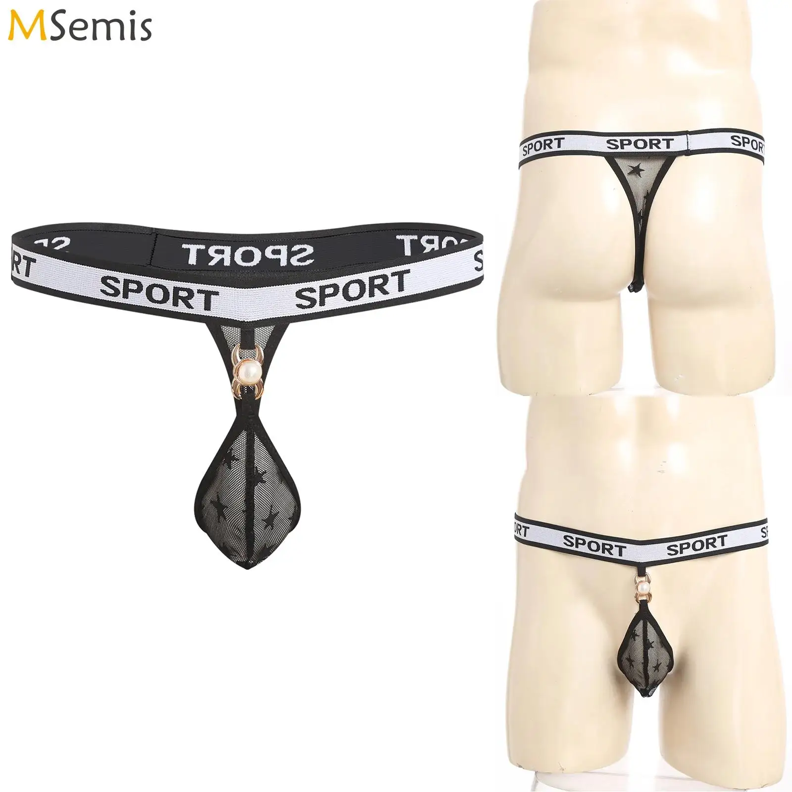 

Мужское нижнее белье для геев, сексуальные стринги с Т-образной спинкой, трусы с низкой посадкой и выпуклым мешочком, сексуальное нижнее белье, прозрачные кружевные стринги с цветочным принтом, трусы