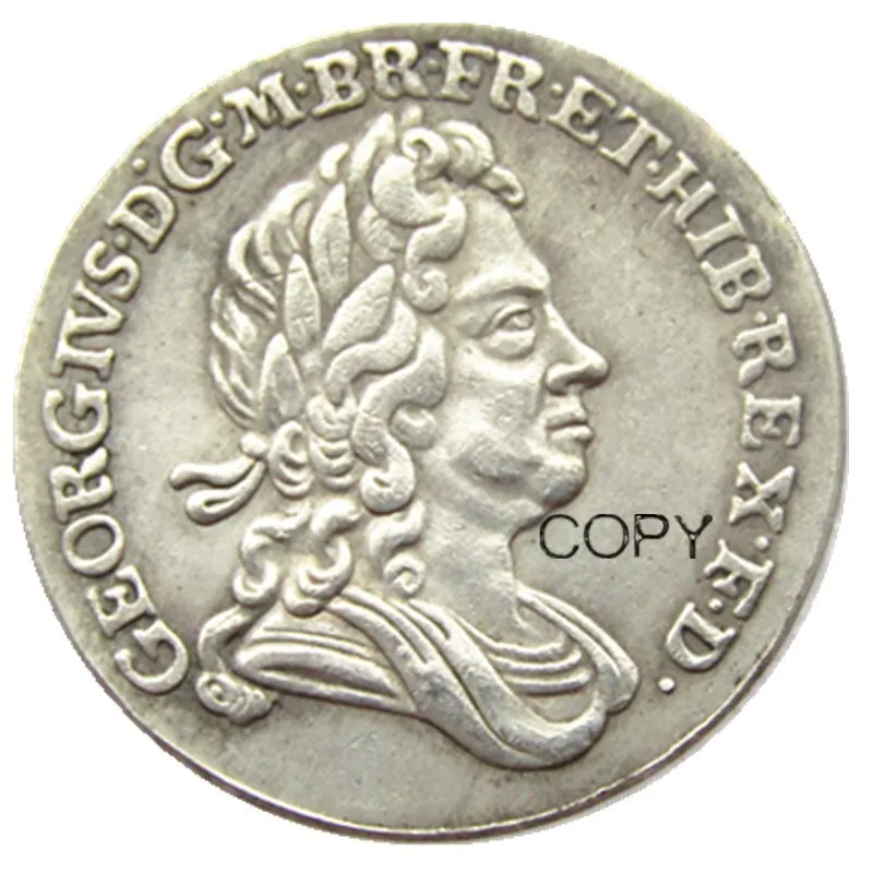 1723 6 Pence SHILLING - GEORGE I BRITISH SILVER COIN - NICE Silver Plated Copy Coin