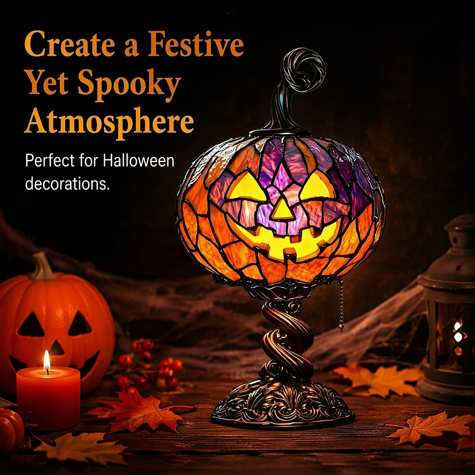 Gothic Witch Hat Pumpkin Table Lamp USB Powered & Lightweight Decorative Lamp Warm Enchanting Glow & Versatile for Bedroom Decor