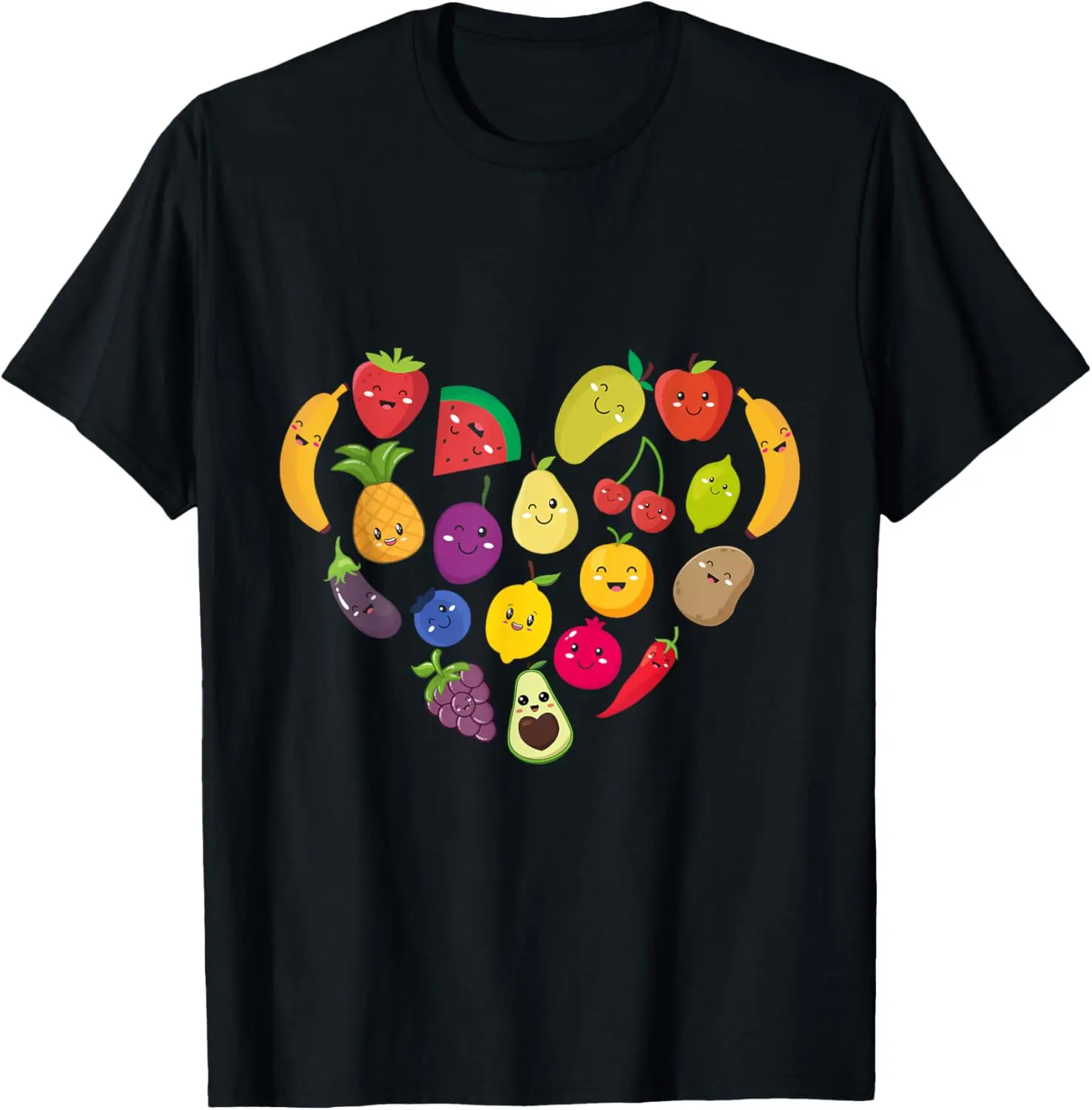 

Funny Veggie Fruits Lover Cute Heart Fruit And Vegetables T-Shirt