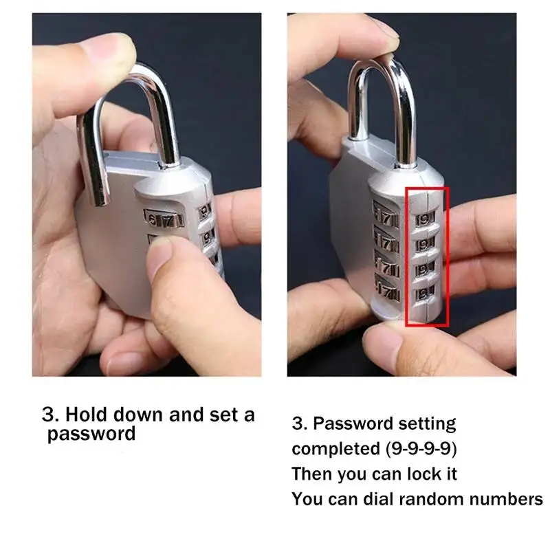 Picture 4: Newly2piece Lock 4 Digit Combination Padlock For School Gym Sports Locker/Fence/Toolbox/Case