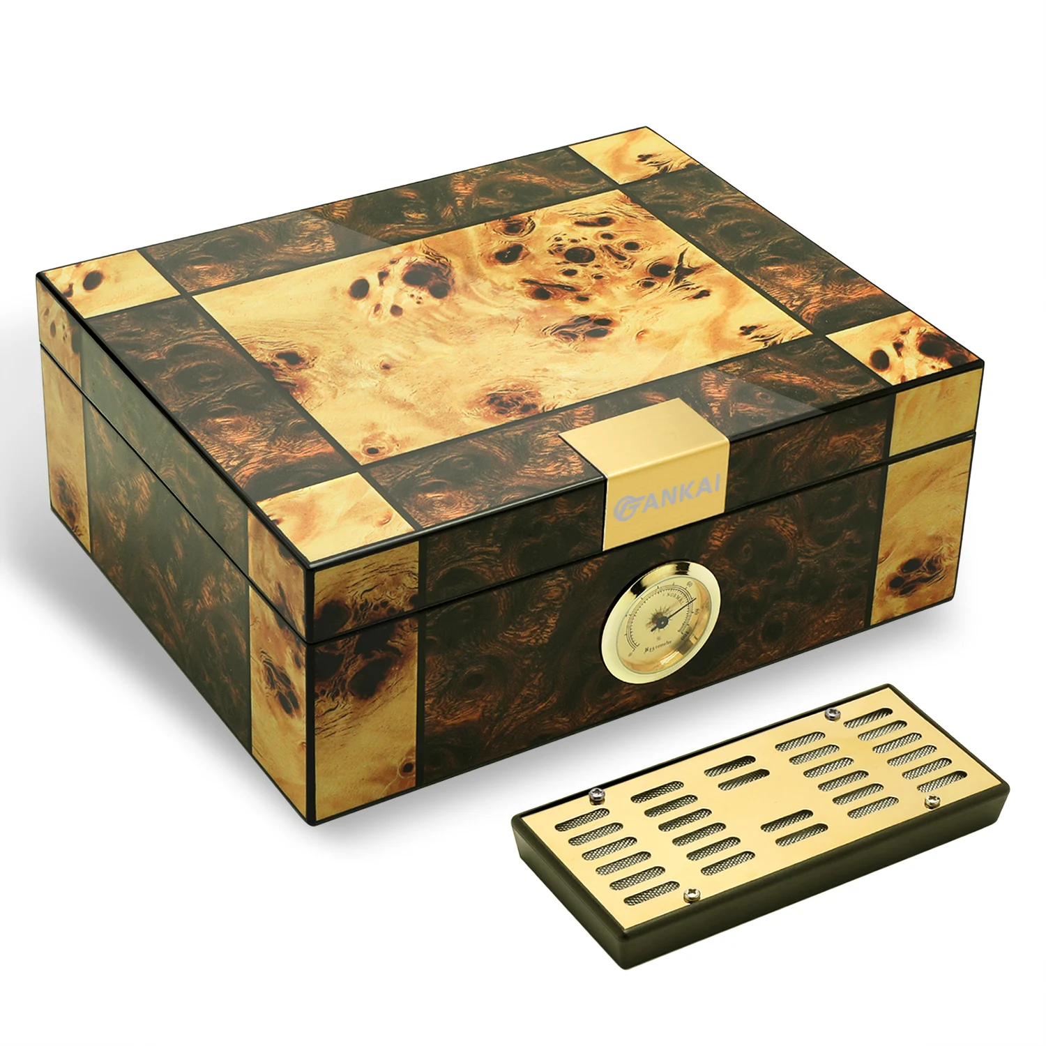 

XIFEI Travel Cigar Humidor Box W/Hygrometer Humidifier 50pcs Capacity Cedar Wood Cabinet Portable Smoking Accessories