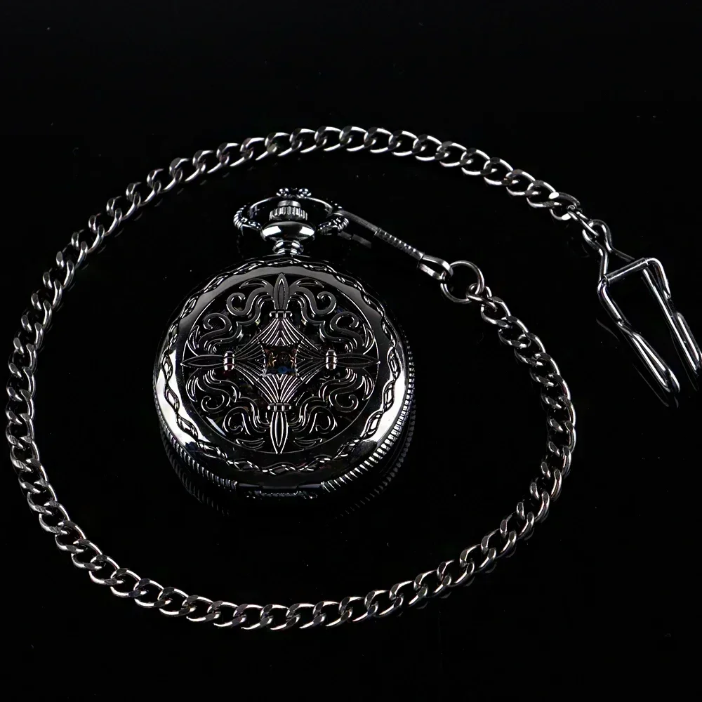 

NEW Vintage Hollow Pattern Manual Mechanical Pocket Watch Gentleman Antique Gifts Hand Winding Pocket Chain Clock