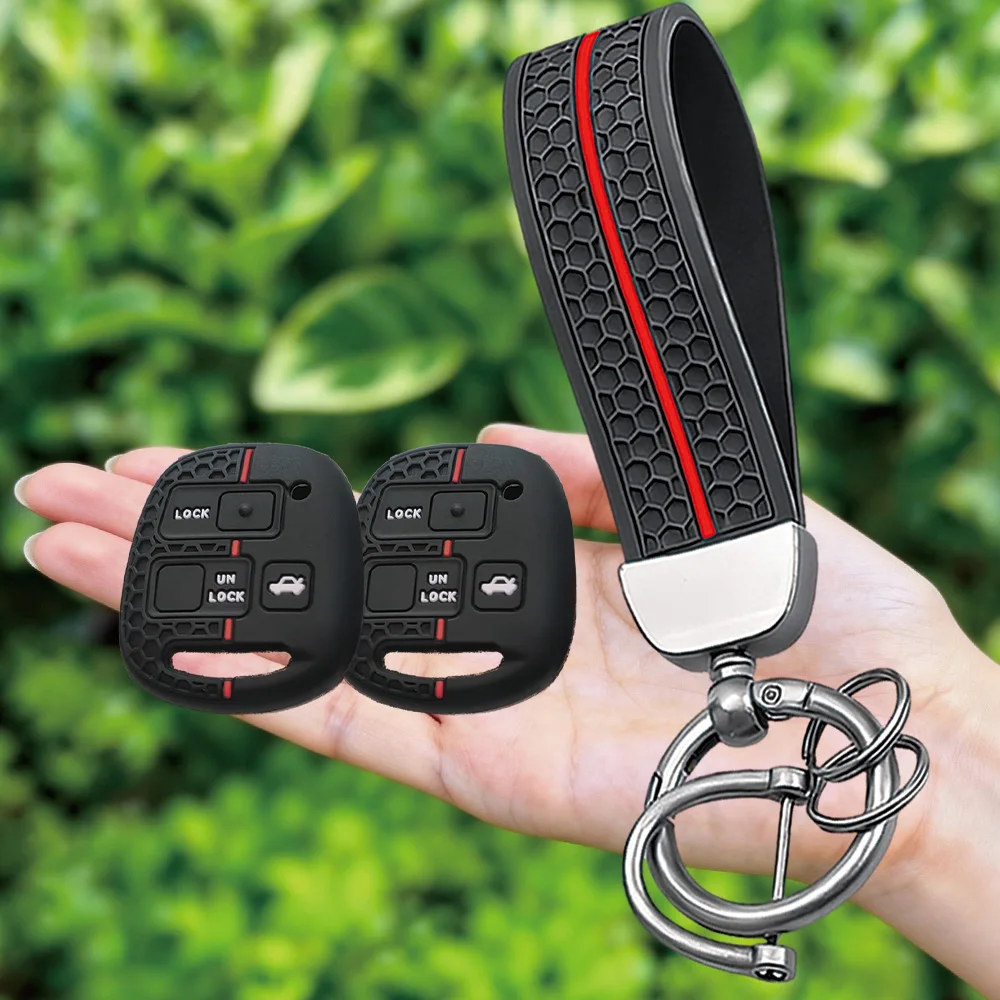 

Keychain Silicone Car Key Cover Case For Toyota Avensis Camry Corolla For Lexus 3 Buttons Remote Key Jacket Fob Case Car styling