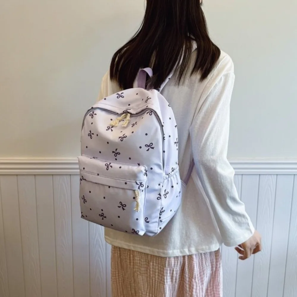 Daypack Three-piece School Bag Set Large Capacity Handbag Nylon Bow Backpack Scratch Prevention Durable Students School Bag