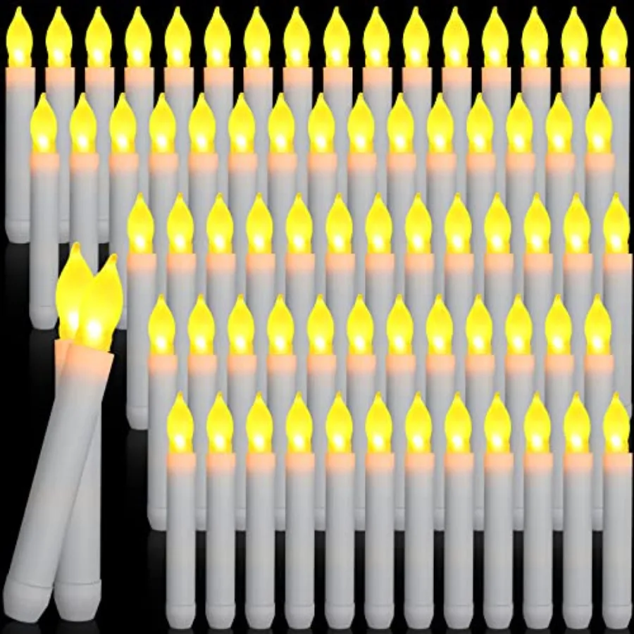 108 Pieces Flameless LED Taper Candles Battery Operated Candles Flickering Light Electric Handheld Candlesticks Halloween Chris