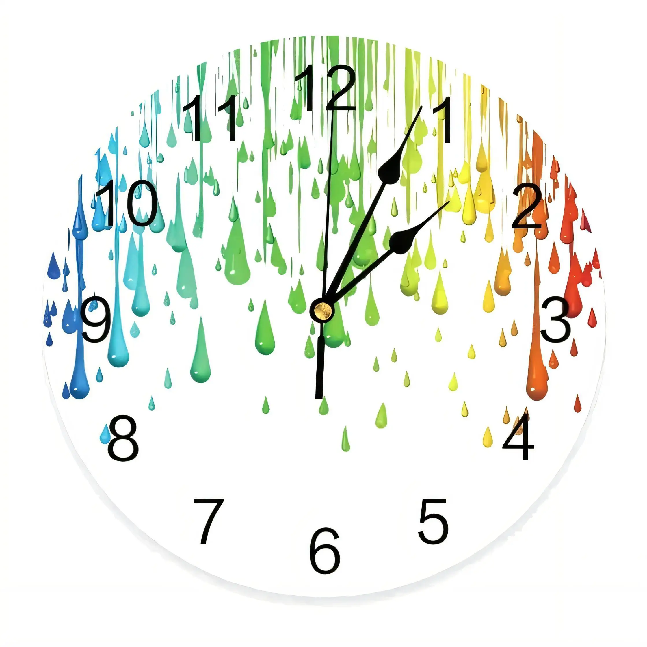 Colorful Melting Raindrops Wall Clock Modern Home Office Decor Silent Non Ticking  Battery Operated Artistic Round Timepiece