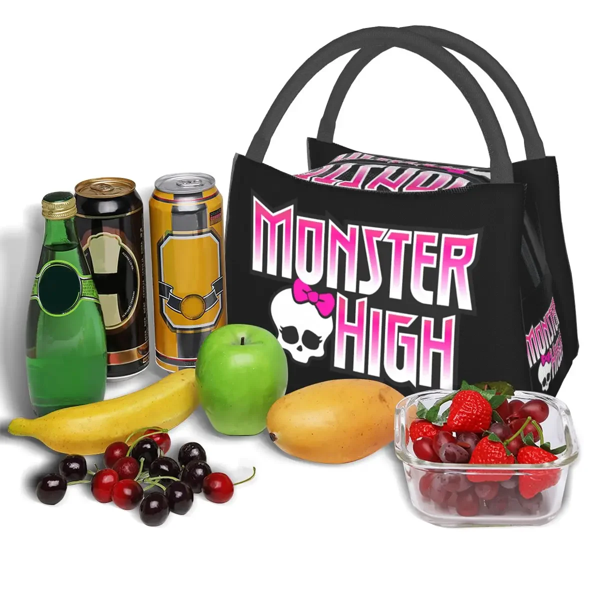 Monster High Doll Pretty Pink Pattern Lunch Bags isolato Bento Box Lunch Tote Picnic Bags Cooler Thermal Bag per donna Travel