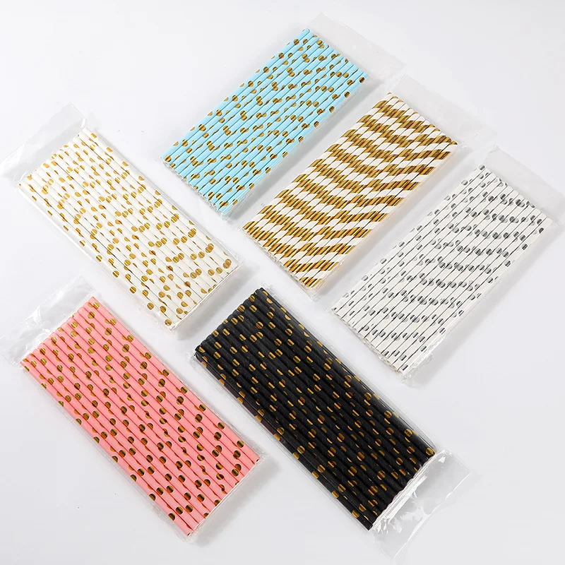 25pcs Disposable Straws Paper Dot Colorful Straw Milk Tea Juice Wedding Birthday Drink Party Straw Accessories Supply