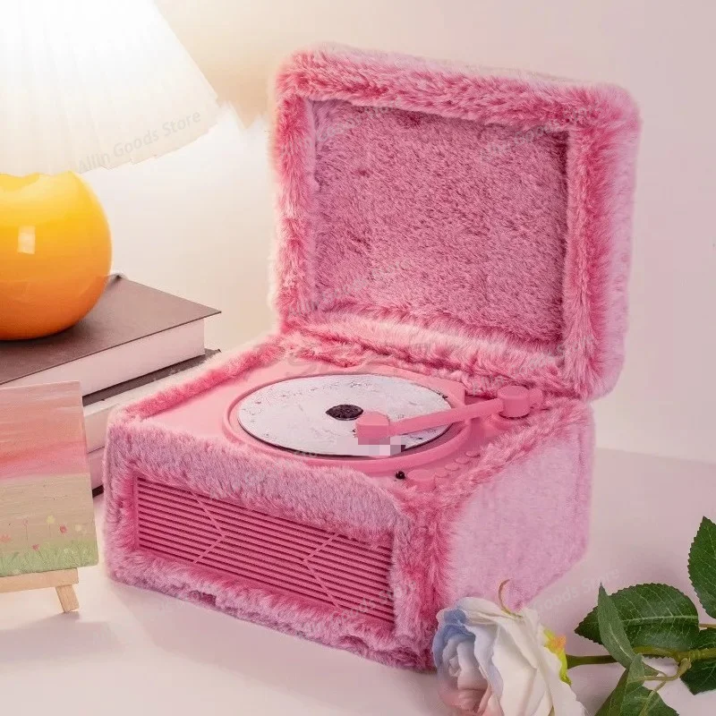 M730 Retro CD Player, Flocking Pink Album Disc Player, Supports Connection with Bluetooth Speakers