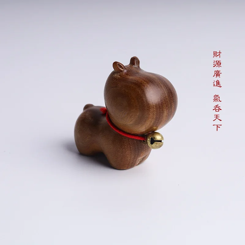 Carving Schattige Huisdier Mini Nijlpaard Desktop Kleine Ornamenten Schattige Creatieve Mini Houten Culturele Artefact Verjaardag Kleine Geschenken