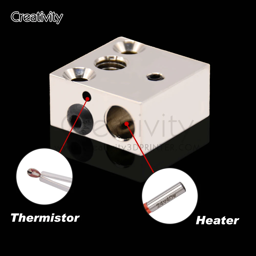 3D Printer Ender 3 CR8 CR10 Plated Copper Heated Block for Micro Swiss CR10 Hotend MK8 Block MK9 Print Head Extruder