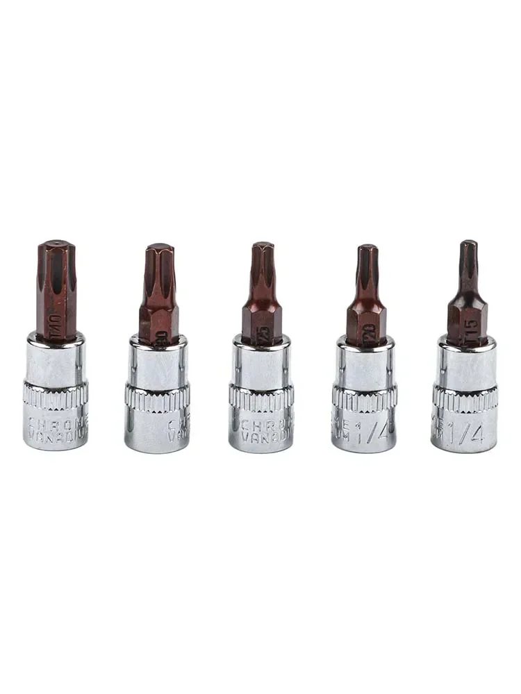 5 For Torx Screwdriver Bits For T15 For T20 For T25 For T30 T40 1/4 Inch Drive Socket Head Tool Alloy Steel Construction - view 4