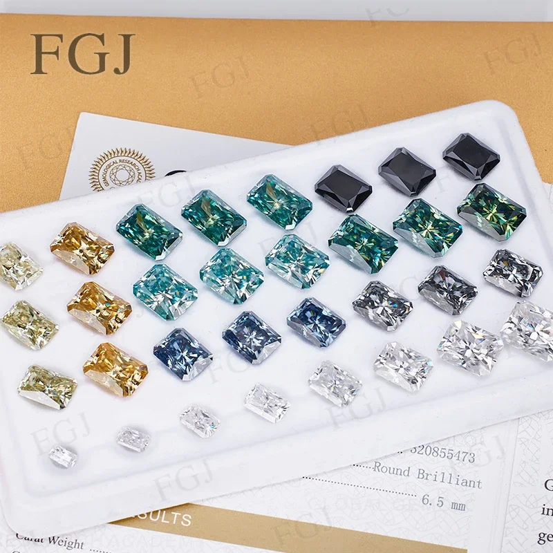 New Promotion 100% Moissanite Gemstone Radiant Cut Loose Stone Lab Grown Diamond Various Color Beads With GRA Certificate Charm