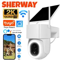 Cámara Solar para exteriores Tuya 2K, WiFi, PTZ, paneles solares inalámbricos, cámara IP de 5MP, batería integrada, videovigilancia, Larga modo de reposo