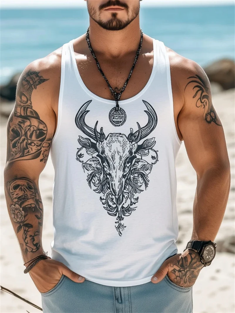 

Retro Tribal Ethnic Pattern Tank Tops For Men Summer Fashion Sleeveless 3D Printed Streetwear Vest Loose Breathable O Neck Tops