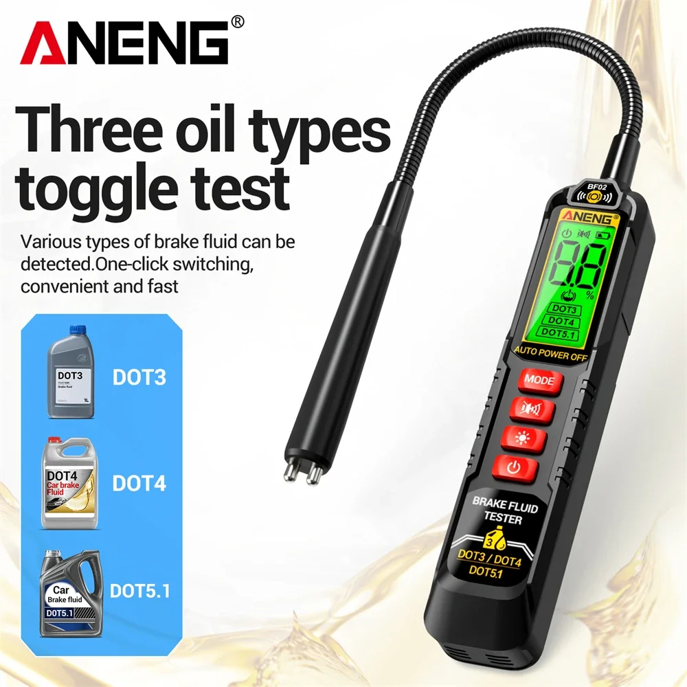

Brake Fluid Liquid Tester Auto Oil Testing ANENG BF02 Brake Analyze Quality Moisture Check for DOT3/4/5.1 Car Diagnostics Tools