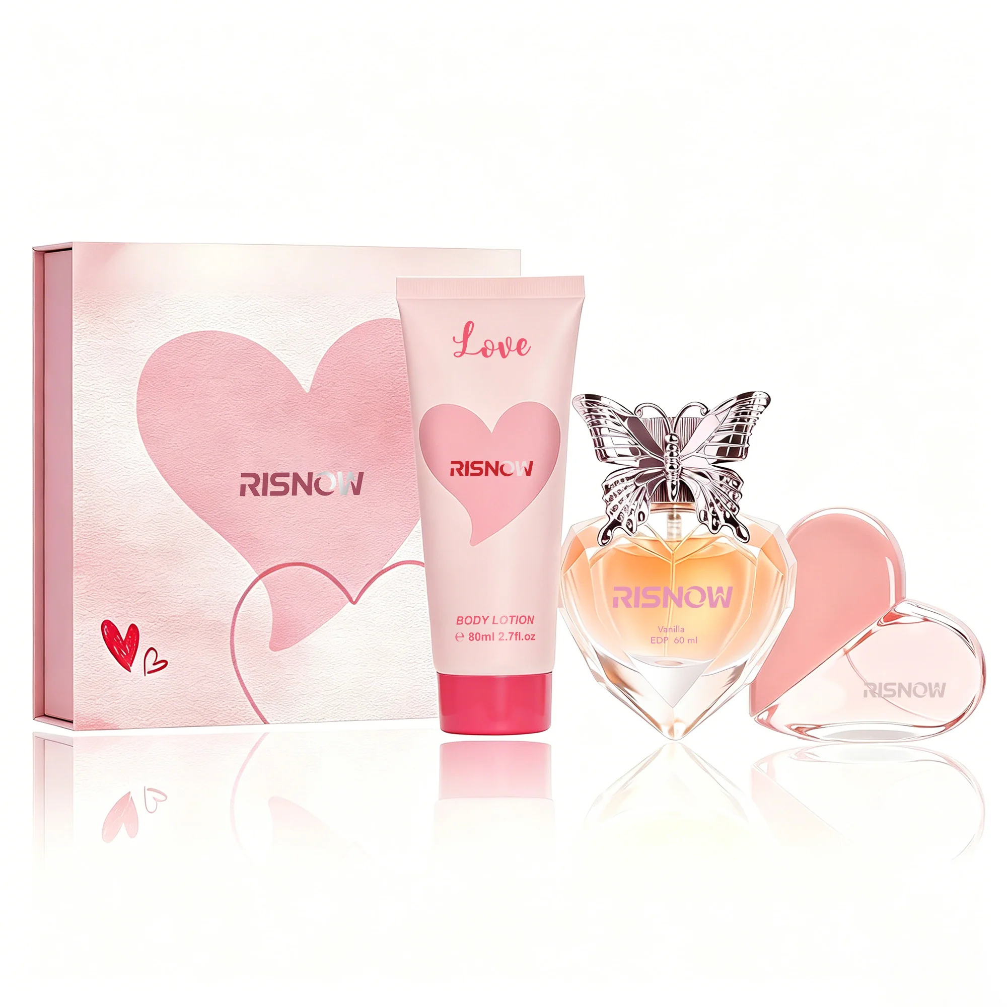 

RISNOW Perfume Gift Set for Women, 2 Perfumes & Body Lotion Set, Day & Night Fragrance Collection, Floral Vanilla Scent Gift Box