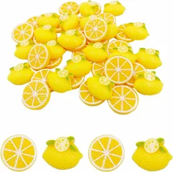 30 Pcs Flatback Beads Resin Fruit Lemon Miniature Food Charms for Phone Case Ornament Embellishment Crafts Making Hair Clip  DIY