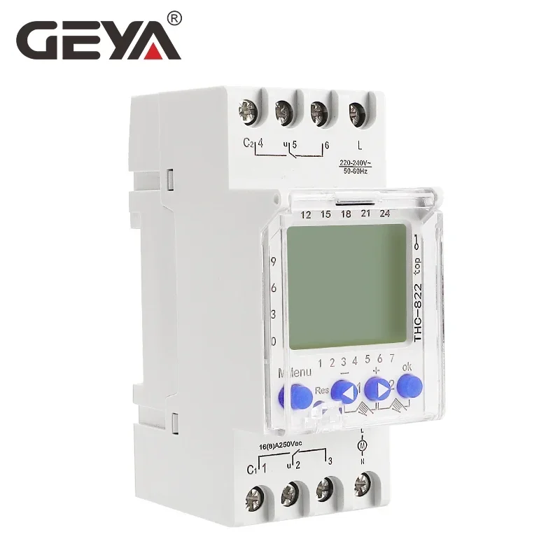 GEYA THC-822 Konversation Programmierbare Timer 2 Kanal Umschaltung Kontakte Digital Timer Schalter mit Batterie 16A 220V 110V