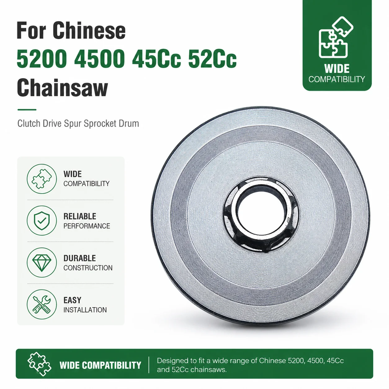 Clutch Drive Spur Sprocket Drum 7T For Chinese 5200 4500 45cc 52cc Chainsaw Parts Replacement Saw Accessories Spare