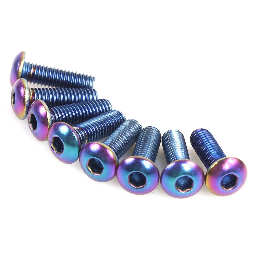 8 قطعة مسامير عجلة القيادة المعدلة للسيارة مع مفتاح ربط برأس مسطح ورأس مستدير ملون من الفولاذ المقاوم للصدأ مثبتات عجلة القيادة #4