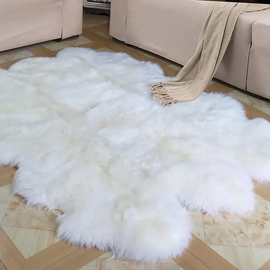 Champlus Sheepskin Rug Genuine Australian  Area  5x7 ft, Real Fur  for Bedroom, Living Room, Nursery, Soft Fluffy