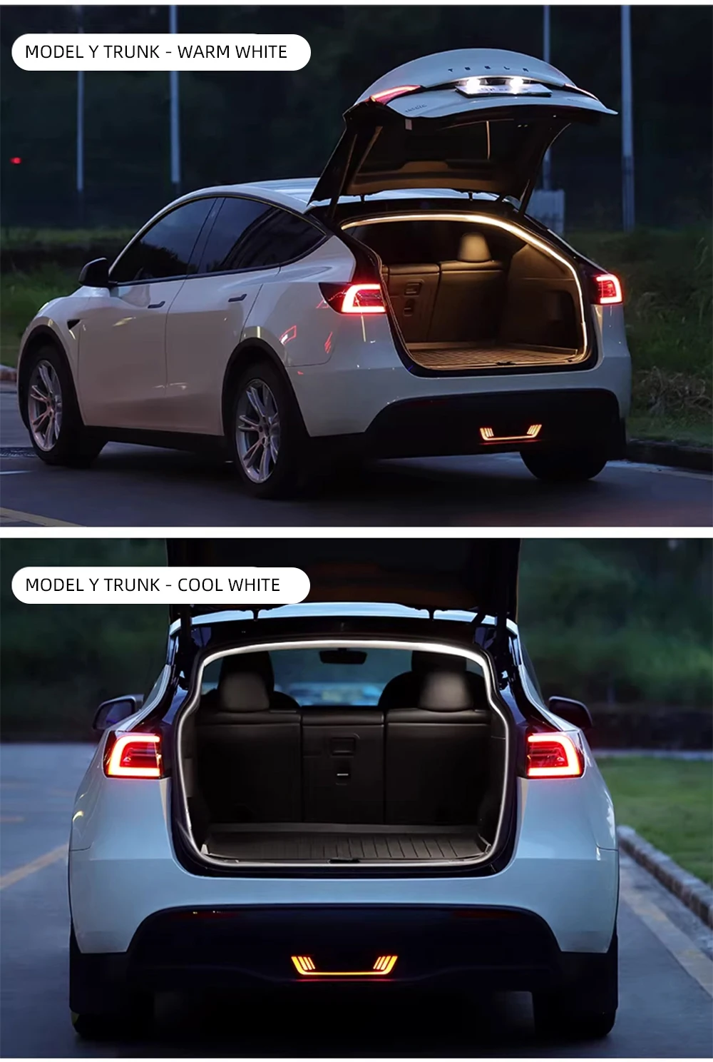 Für Tesla Model 3/Y Kofferraumbeleuchtung 4,3M Ambiente-Licht Innendekorations-LED mit Zigarettenanzünder Kabellose Heckklappen-Lichtleiste 12V – Detail 12