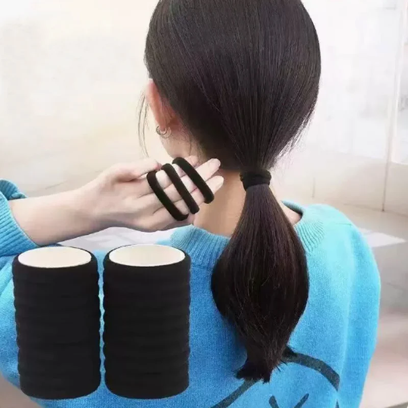 10/100pcs Black Basic Hair Bands Women Girls Simple High Elastic Rubber Ropes Scrunchies Headband Ties Ponytail Holders 4/5cm