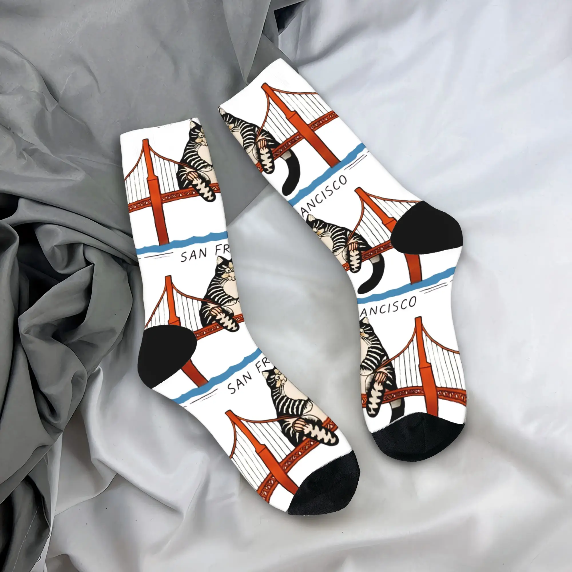 Ryan Gosling Cat Golden Gate Bridge Project Hail Mary Stockings Socks Men's Soft Socks Autumn Skateboard Design Non Skid Socks