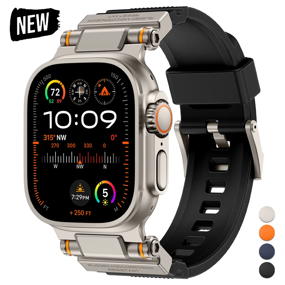 

Роскошный силиконовый ремешок для Apple Watch Band Ultra 2 49 мм серии 10 46 мм 9 8 7 45 мм резиновый спортивный браслет для 6 5 4 SE 44 мм Correa