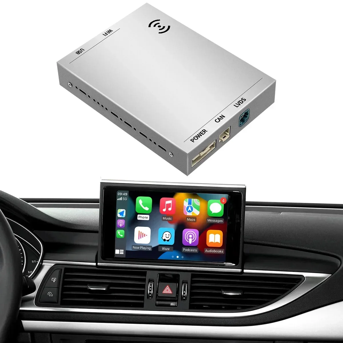 Autoabc Wireless Apple CarPlay Android Auto Interface for Audi MMI MIB2 Wireless Screen Mirroring Carplay Kits Car Video Player