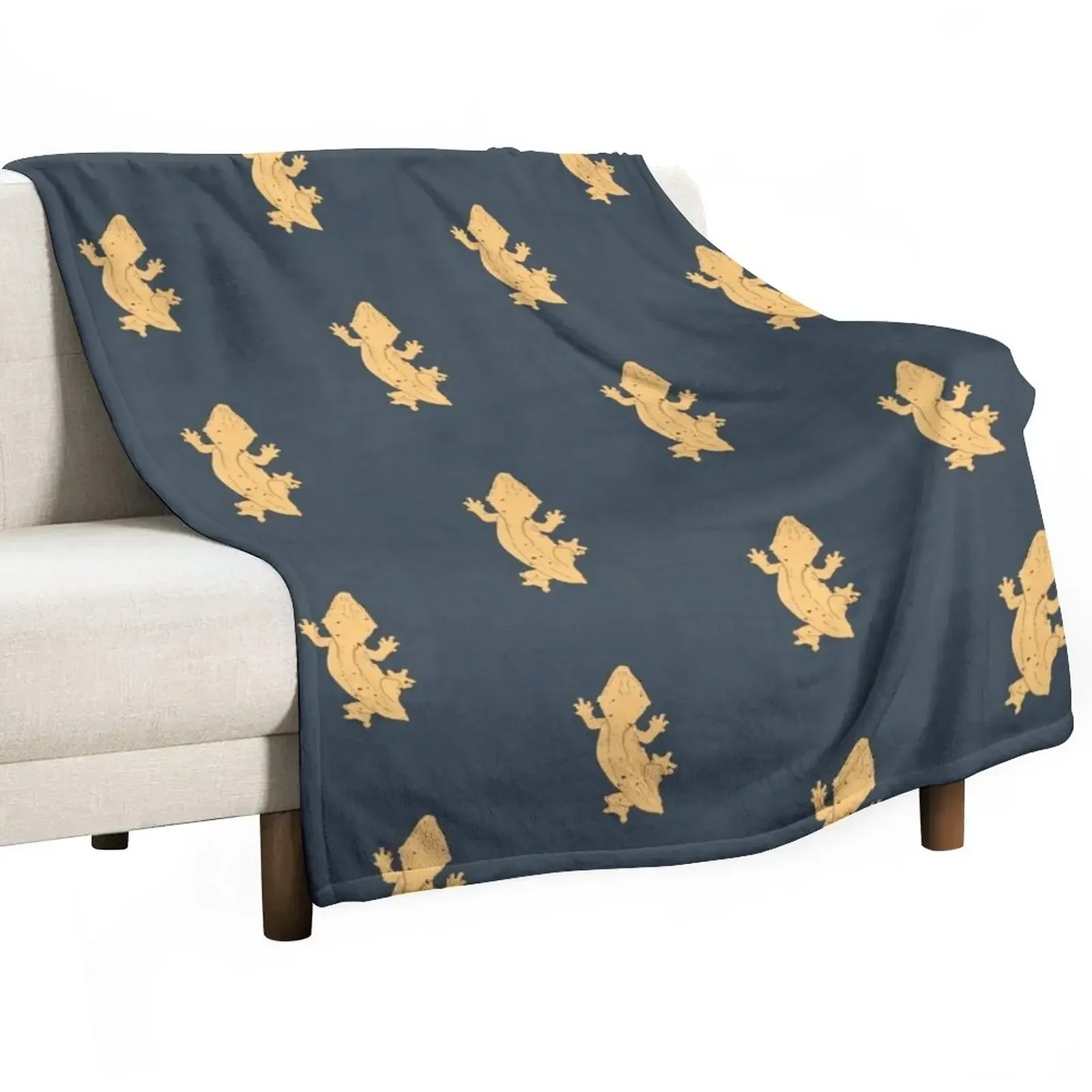 

Crested Gecko with Frog Butt - Charcoal Throw Blanket Softest Flannels Flannel funny gift Blankets